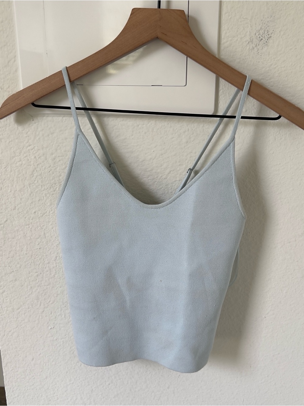 A.L.C. Ava V Neck Knit Sleeveless Tank Top in Sky Blue